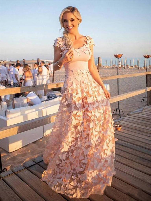 Pink Wedding Dresses Satin Lace Appliques vestido de noiva Short Sleev –  ROYCEBRIDAL OFFICIAL STORE